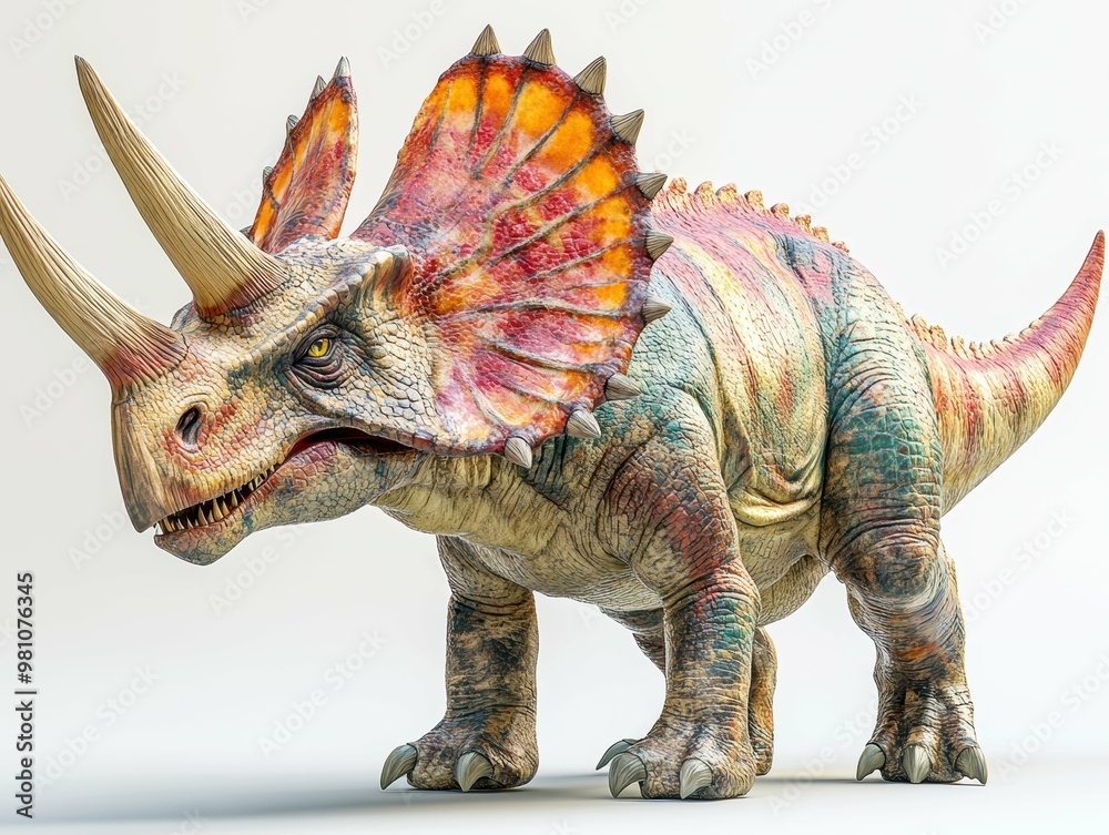 Obraz premium Tall 3D model of a Triceratops its impressive horns and sturdy build sparking imagination in young minds