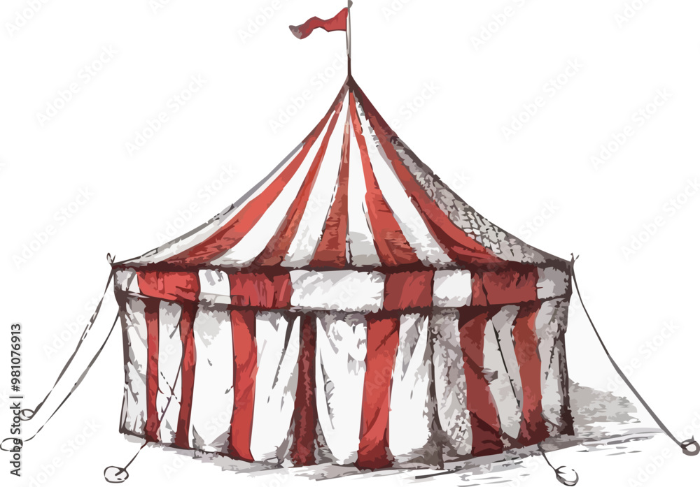 Hand drawn circus tent icon vector art on white isolated background, vector design. Hand drawn circus tent icon vector art on white isolated background, vector design.