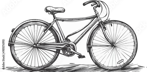 Hand drawn bicycle icon vector art on white isolated background, vector design.