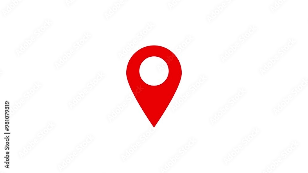 Red colour location pin looping animation on white background. Red colour location pin looping animation on white background.
