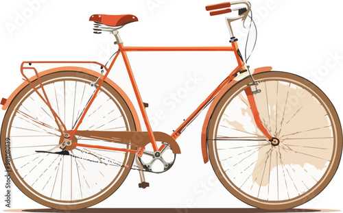 Retro bicycle icon flat on white isolated background, vector design.
