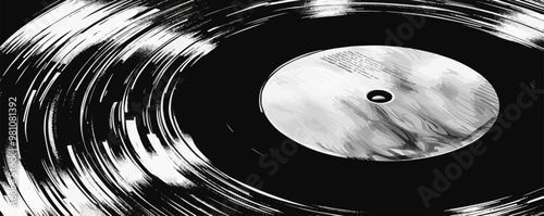 Retro vinyl icon flat on white isolated background, vector design.