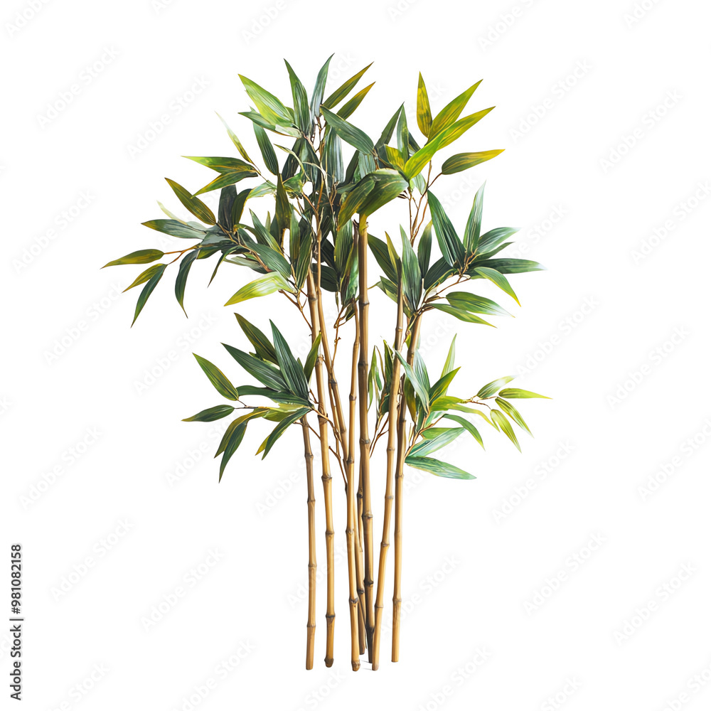 Obraz premium A vibrant cluster of bamboo plants, showcasing their lush green leaves and sturdy stalks, perfect for nature-themed designs.