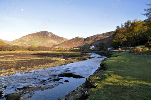 River in the mountain village, Lochranza Castle area.