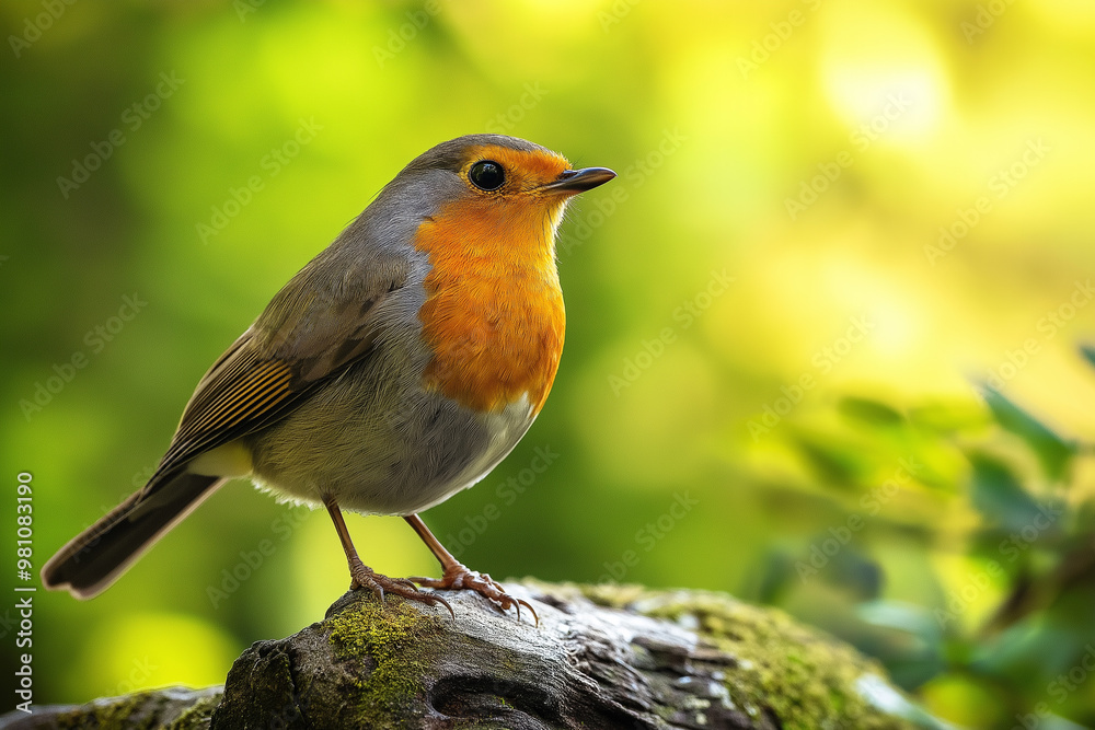 A sparrow and a robin perched on a branch in a winter garden 