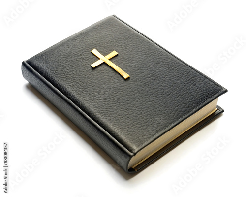 black bible on white background