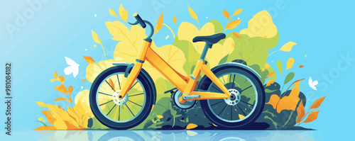 Foldable bike for easy storage and transport, Vector flat minimalistic isolated illustration
