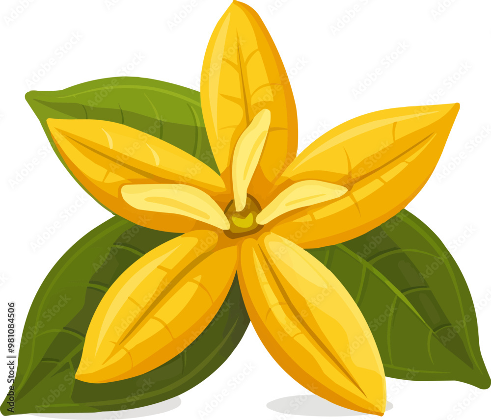 A yellow flower with green leaves. The flower is the main focus of the image. The yellow color of the flower and the green color of the leaves create a bright and cheerful mood A yellow flower with green leaves. The flower is the main focus of the image. The yellow color of the flower and the green color of the leaves create a bright and cheerful mood