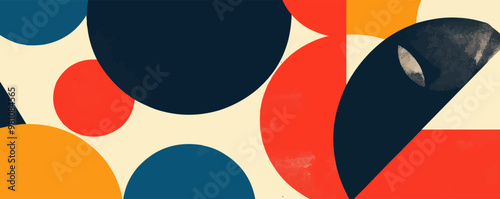 Free Download Geometric circular pattern with overlapping shapes, Vector flat minimalistic isolated illustration - GFXLoad
