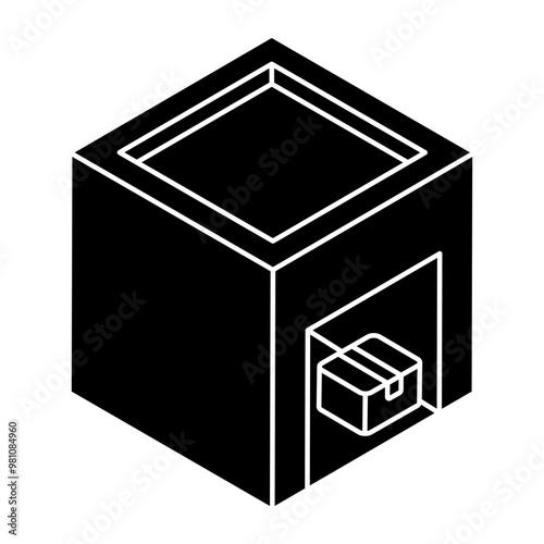 A flat design icon of warehouse