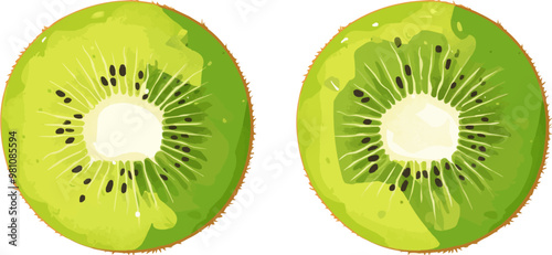 Green kiwi fruit, Vector flat minimalistic isolated illustration