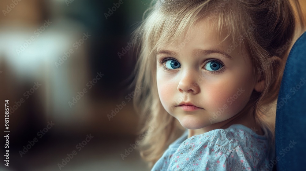 Young girl with curious look gazing into distance Young girl with curious look gazing into distance