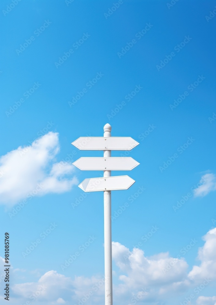 Blank white retro directions sign sky outdoors symbol. Blank white retro directions sign sky outdoors symbol.
