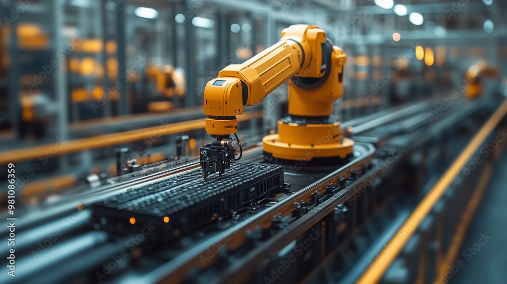 RPA systems manage robotic arms for efficient assembly line operations in a modern factory RPA systems manage robotic arms for efficient assembly line operations in a modern factory