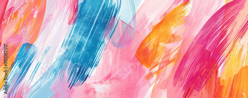 Artistic brushstroke watercolor background with expressive lines and vibrant hues, flat, vector illustration.