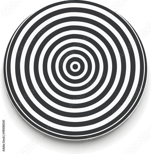 A black and white circle with white lines