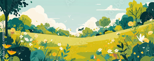 Garden Serenity Vector flat minimalistic isolated illustration