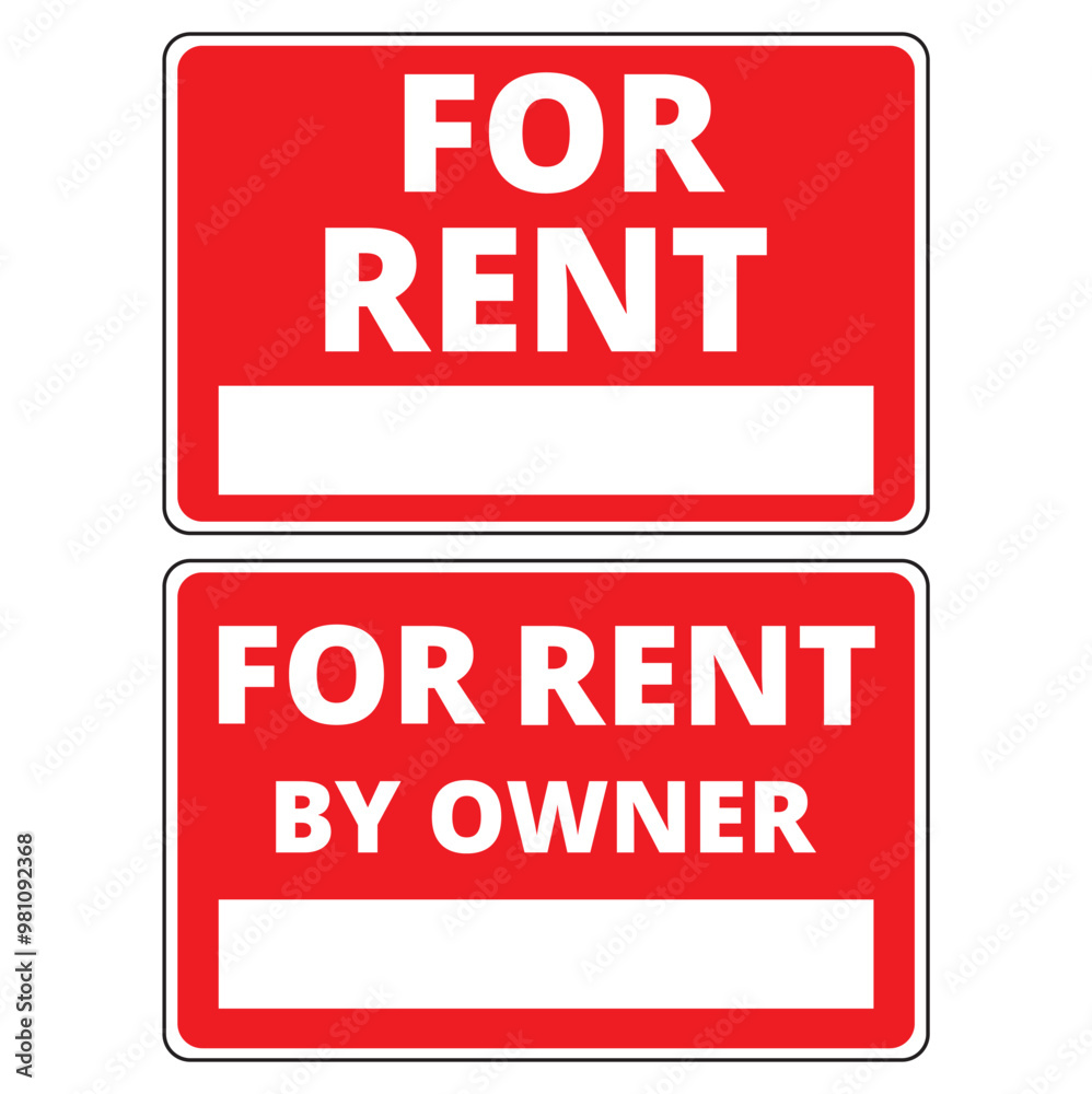For rent and for rent by owner banners on a white background For rent and for rent by owner banners on a white background