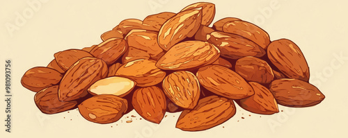 Hand-drawn sketch of a cluster of almonds, capturing their organic and nutritious appeal. , Vector flat minimalistic isolated illustration