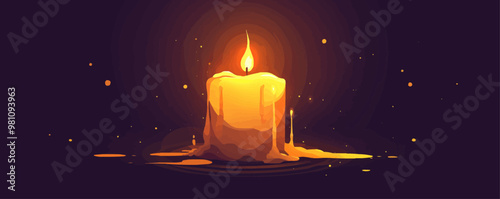 Candlelight flickering in the dark, Vector flat minimalistic isolated illustration