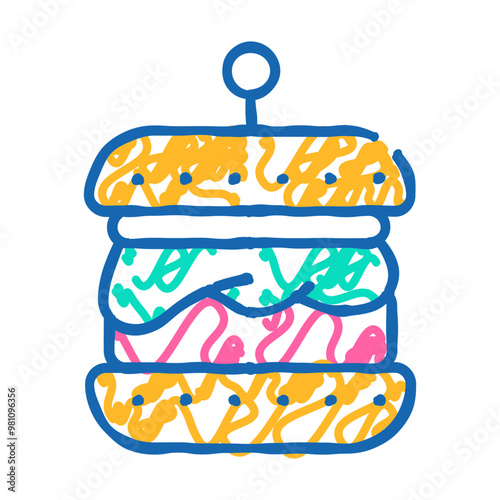 hamburger with vegan cutlet doodle icon sketch vector. hamburger with vegan cutlet sign. isolated symbol illustration