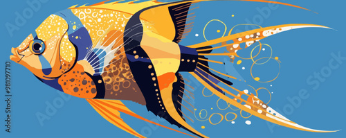 Elegant angelfish with vibrant patterns. Vector flat minimalistic isolated illustration.