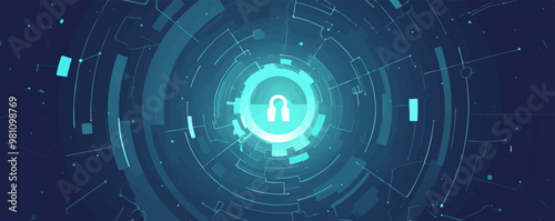 Data breach prevention concept with locked keyhole, Vector flat minimalistic isolated illustration