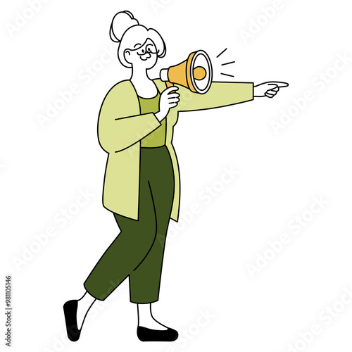 Older Businesswoman. Flat Vector Illustration