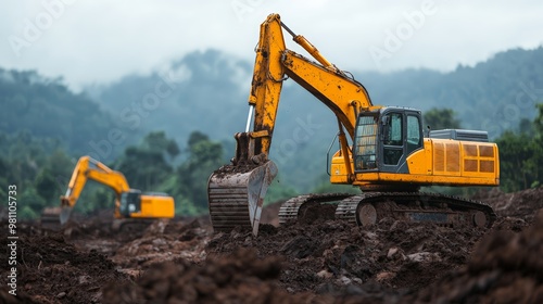 Industrial machines tearing into a forest