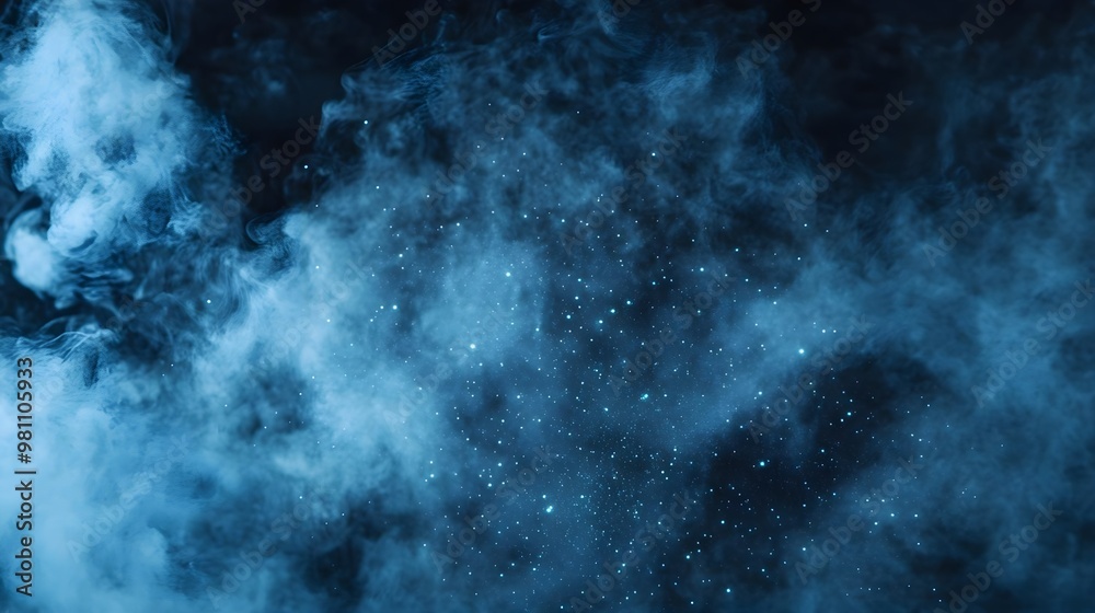 Fototapeta premium Abstract Blue Smoke & Sparkles Background