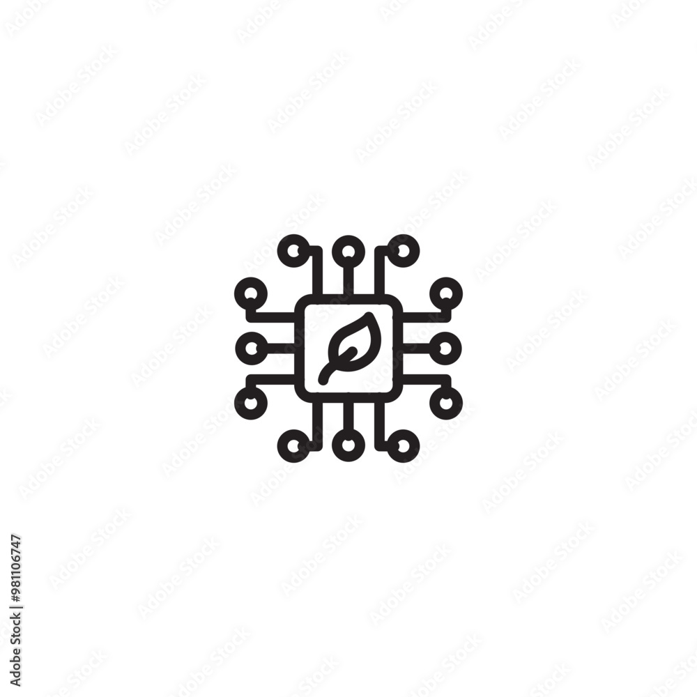 Agricultural Technology icon. Chip icon. Environmentally friendly chip technology. Editable icon.