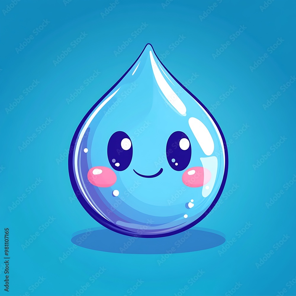 Cute cartoon water drop with a smiling face and blushing cheeks. Cute cartoon water drop with a smiling face and blushing cheeks.