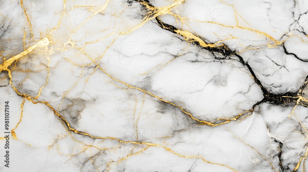 White Marble Texture with Golden Cracks and Black Veins for Luxury Decor. AI generated illustration White Marble Texture with Golden Cracks and Black Veins for Luxury Decor. AI generated illustration