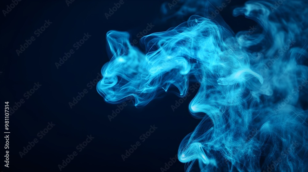 Abstract Blue Smoke Swirls on Dark Background Abstract Blue Smoke Swirls on Dark Background