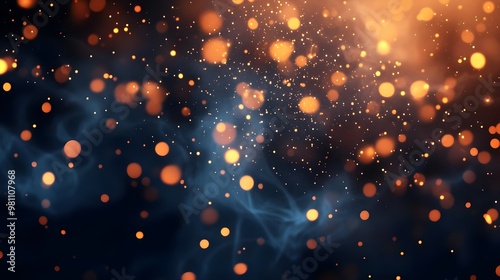 Abstract Bokeh Background with Orange Glow and Smoke