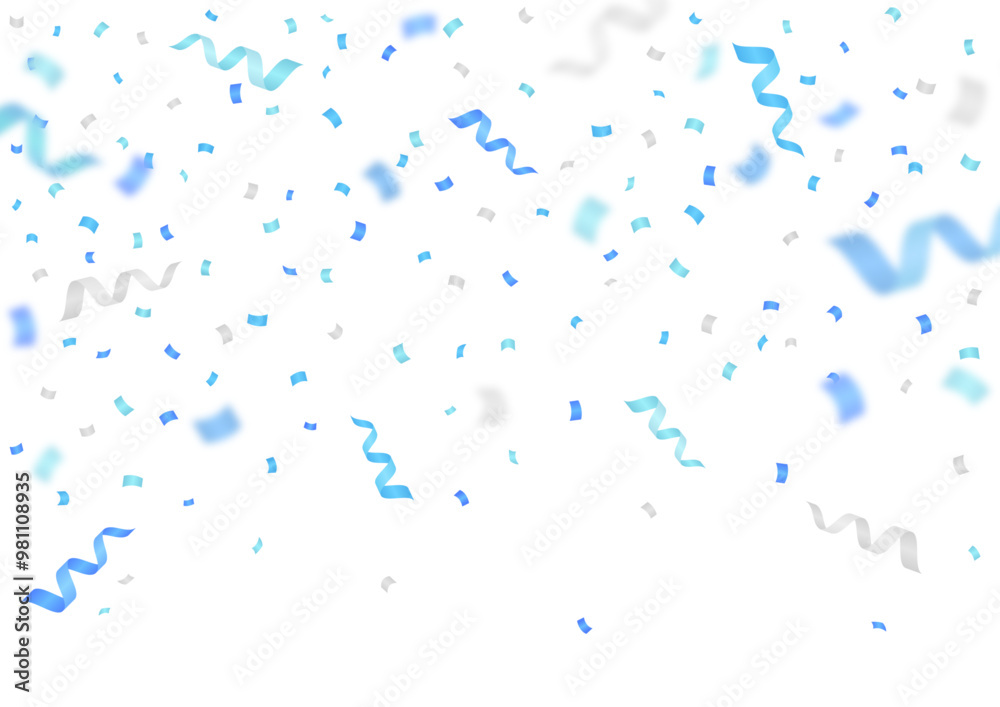 青や水色の紙吹雪やリボンが舞うお祝いイラスト背景素材 青や水色の紙吹雪やリボンが舞うお祝いイラスト背景素材