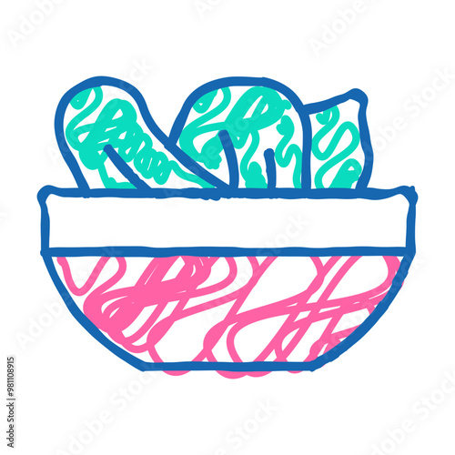 salad plate doodle icon sketch vector. salad plate sign. isolated symbol illustration