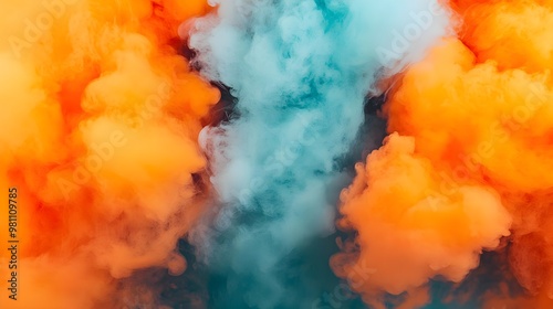 Abstract Orange and Blue Smoke Background