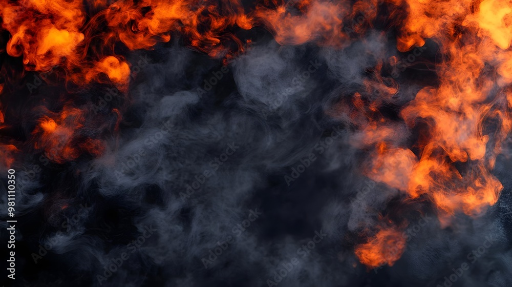 Abstract Orange Smoke and Fire on Black Background Abstract Orange Smoke and Fire on Black Background