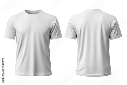 Blank Short sleeve t shirt mockup, white T-shirts front and back view, used as design template isolated on white background