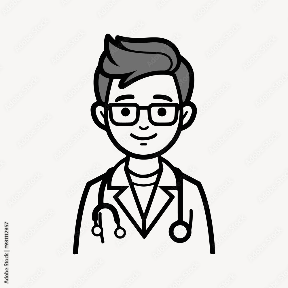 Doctor character line art illustration Doctor character line art illustration