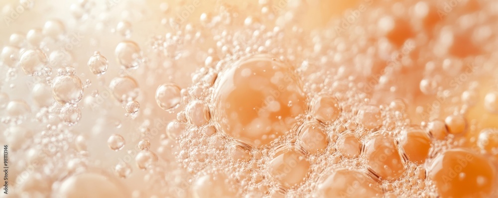 Close-up of orange bubbles in liquid Close-up of orange bubbles in liquid