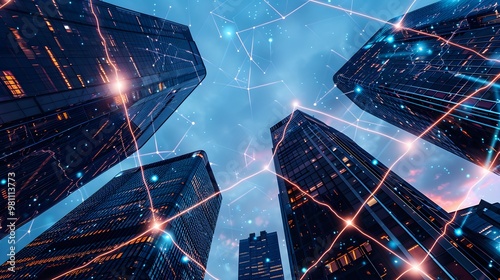 A city skyline with a network of stars above it. The stars are connected to each other and to the city below, creating a sense of interconnectedness and unity. The image conveys a feeling of modernity