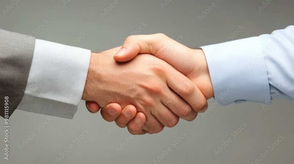 Two hands meeting in a firm handshake conveying a sense of partnership and trust in a professional business setting Two hands meeting in a firm handshake conveying a sense of partnership and trust in a professional business setting