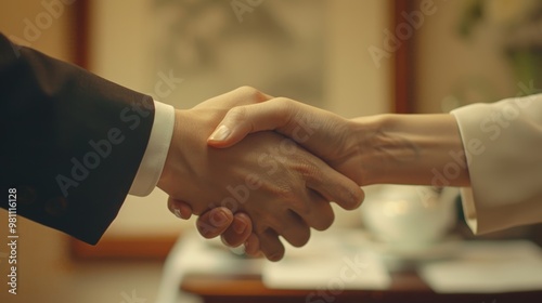 Obraz na płótnie A Professional Handshake Signifying Partnership and Trust in Business Relationships w salonie