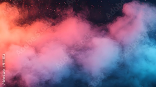 Abstract Smoke Background - Red & Blue Ethereal Haze