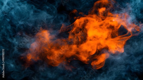 Abstract Smoke Background, Orange Blue Swirls