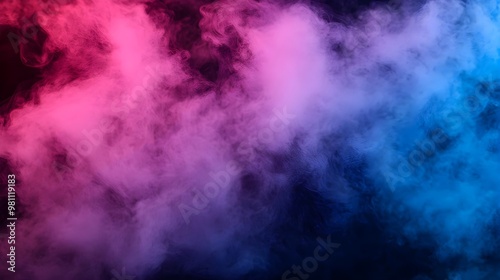 Abstract Smoke Background with Neon Pink and Blue Lights