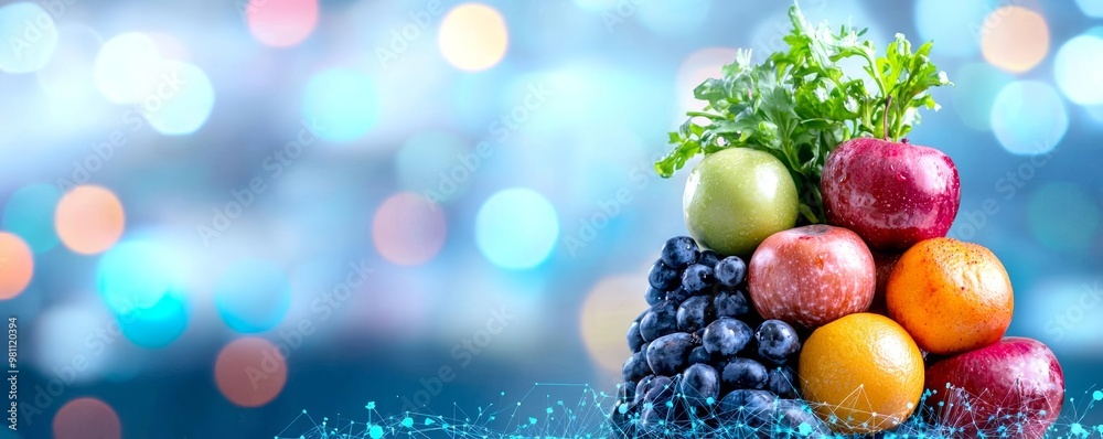 A vibrant display of fresh fruits stacked beautifully against a blurred background, showcasing health and vitality. A vibrant display of fresh fruits stacked beautifully against a blurred background, showcasing health and vitality.
