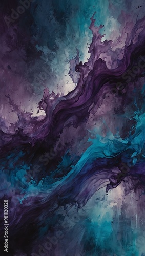Wallpaper Mural Abstract art with purple and blue hues for relaxation. Torontodigital.ca
